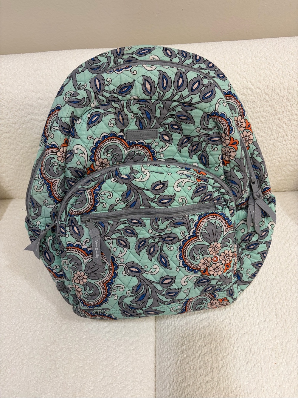 Vera Bradley Backpack Mint Green Gray Paisley